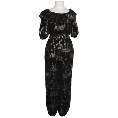 Ba&sh, Jumpsuit, Größe: XS, Schwarz/Silber, Metallfaser/Viskose, Print #BME