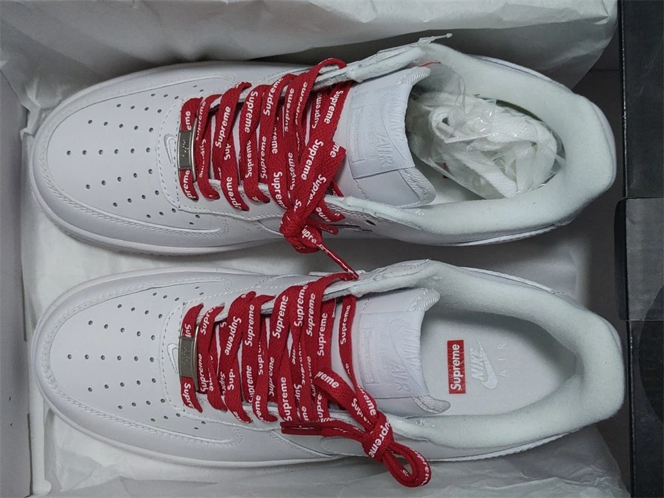Tênis masculino Nike Air Force 1 x Supreme caixa baixa logotipo-branco tamanho EUA 7 8.5 9.5 10.5 - Imagem 3 de 4