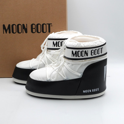 Men's 11.5-13 / EU 45-47 Moon Boot Icon Low Nylon Winter Snow Boots White/Black