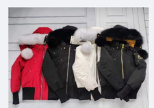 2024Winter Moose Knuckles Black/White/Red Scissors Down Cotton Hoodie Jacket AA