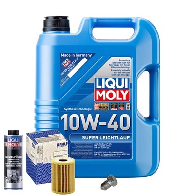 Motoröl 10W40 LIQUI MOLY 5L+MAHLE Ölfilter+Spülung+Ölablassschraube