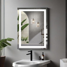 LED Bathroom Mirror Anti-Fog Backlit Memory Function Tempered Glass Waterproof