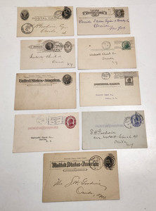 US Postal Card with One Cent US Postal  Stamp Lot of 9 Sent to Oneida NY
