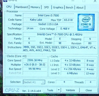 SR335 - Intel Core i5-7500 3.4 GHz 8 GT/s LGA 1151 6MB Cache Desktop Processor