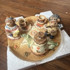Vintage 1994 Popular Imports Polystone Resin Mini Tea Set Native American Themed