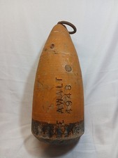 Vintage Lobster Buoy Wooden Rustic Original Weathered Finish Nautical 15" Orange