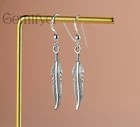 925 Sterling Silver Double Feather Dangle Handmade Earrings For Women