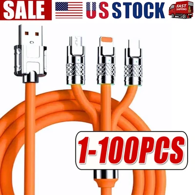 3 in 1 Fast Charging Cable Cell Phone Charger Cord For iPhone Type C Micro LOT - Image 1 of 4