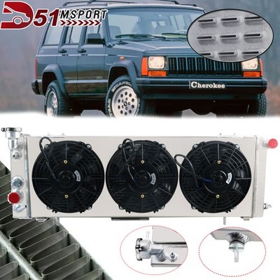 3-Row Radiator Shroud Fan FOR 1984-2001 Jeep Comanche Cherokee XJ 2.5 4.0L #1193