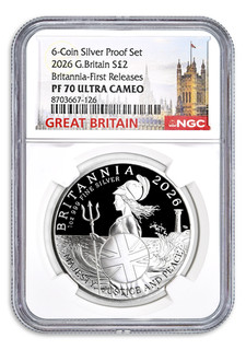 2026 £2 Gran Bretagna argento 1 oz Proof Britannia NGC PF70 prime uscite