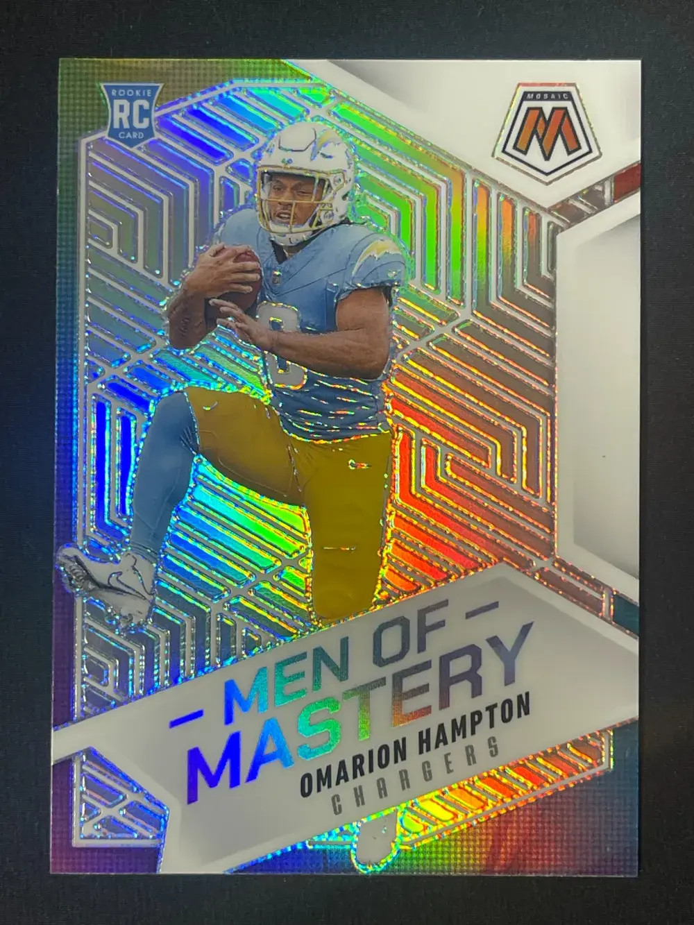 2025 Panini Mosaic Men Of Mastery Silver #16 Omarion Hampton RC Rookie Chargers