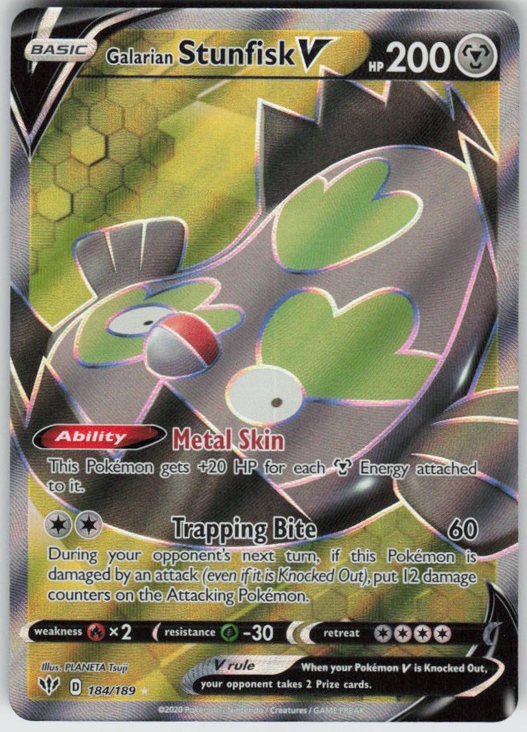 Galarian Stunfisk V 184/189 Ultra Rare Darkness Ablaze Near Mint