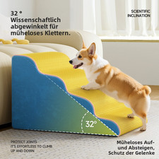 Haustiertreppe Hundetreppe mit 3 Stufen Hunderampe, Bezug waschbar, Tiertreppe