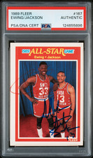 1989 Fleer Basketball Autographed Patrick Ewing Mark Jackson NY Knicks PSA DNA