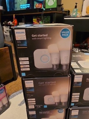 Philips - Hue White A19, 2 pack, Bluetooth 75W Smart LED Starter Kit Free Ship