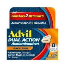 Advil Dual Action Back Pain Caplets Delivers 250mg Ibuprofen and 500mg