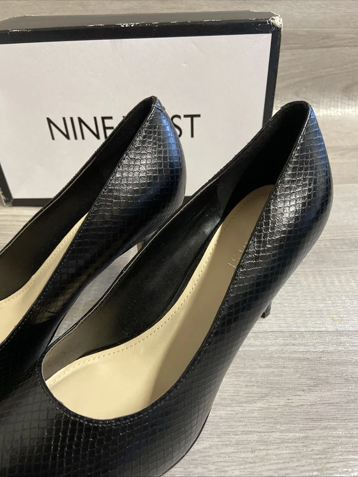 NINE WEST Flagship 75 Ladies Black Snake Print Court Heels Boxed UK 5 / US 7 - Image 4 of 4