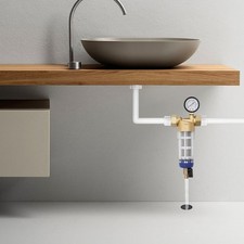 3T/792.52Gal 8.27*3.39in Clear& Coppery& Blue Water Filter W/ Pressure Gauge