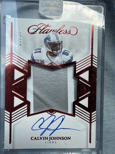 2025 FLAWLESS CALVIN JOHNSON AUTO ON CARD 2 COLOR PATCH AUTOGRAPH # 15/15 SEALED