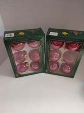 (2) Vintage Christmas by Krebs Tree Ornaments Glass Burgundy. Made In USA