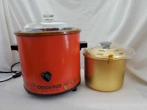 Vintage Rival Crock Pot Slow Cooker Orange Model 3100/2, 3.5 Q