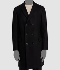 Bloomingdale Men's Black Cashmere Wool Blend Double Breasted Overcoat :46R