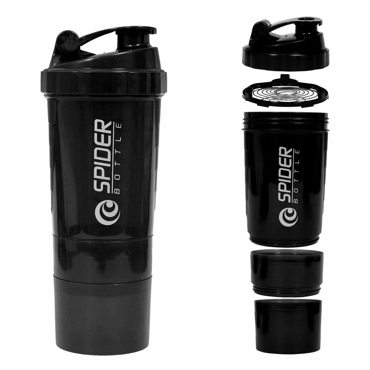 Spider Gym Shaker Bottle Black Ideal For Protein, Pre Workout And BCAAs &  Water