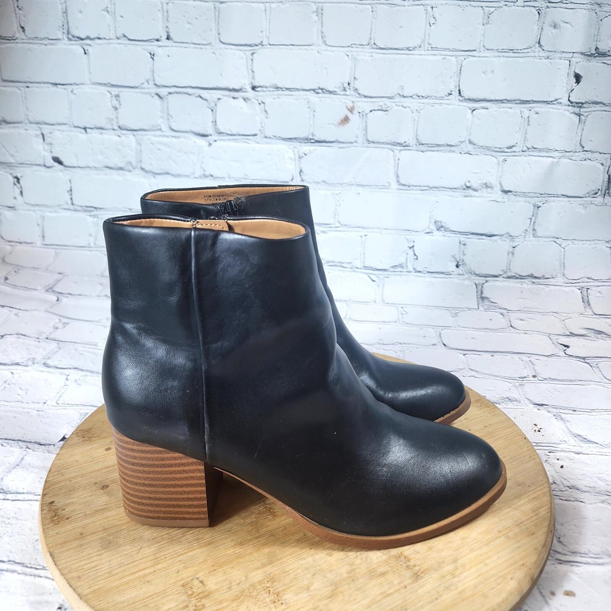 J Crew Womens Leather Block Heels Zip Round Toe Ankle Booties Boot