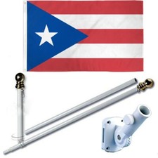 Puerto Rico 3 x 5 FT Flag Set w 6-Ft Spinning Flag Pole  Bracket Tangle Free 
