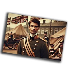nice vintage man military uniform retro WW2 Photo Glossy 4 6 in Z55