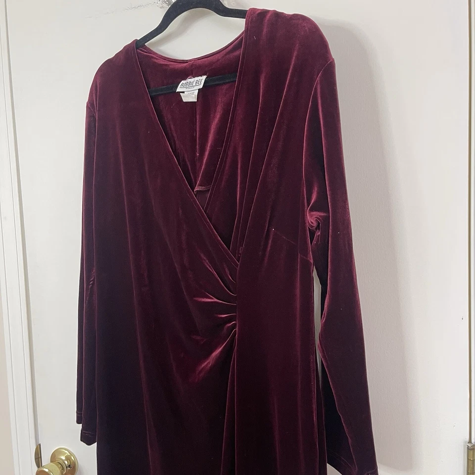 VTG Robbie Bee Velvet Dress Women 18W Burgundy Red Sexy Whimsygoth Dark Romantic - Image 4 of 4
