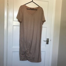 Shein Pink T Shirt Dress Size L 12 14 Short Sleeve V Neck Midi