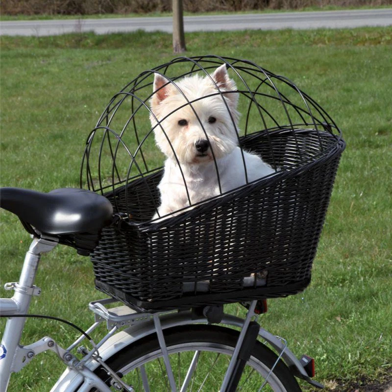 Rear Mounted Bike Bicycle Wicker BASKET Pet Dog carrier Safe Transport Travel