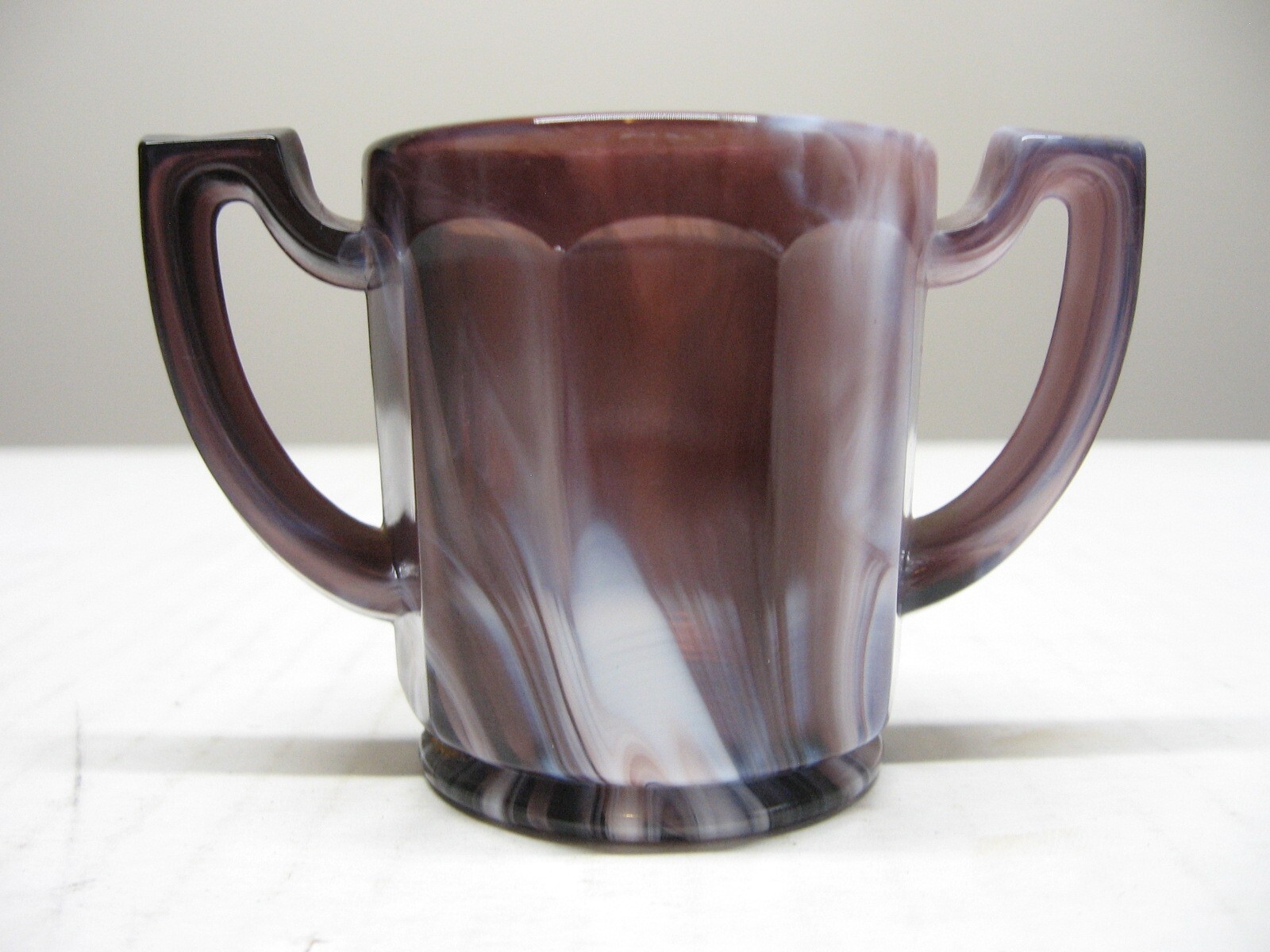 Vintage Slag Glass 2-Handle Cup Mug Toothpick Holder End of Day