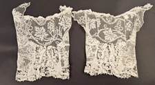 EDWARDIAN LACE CUFF PAIR W HAND EMBROIDERY
