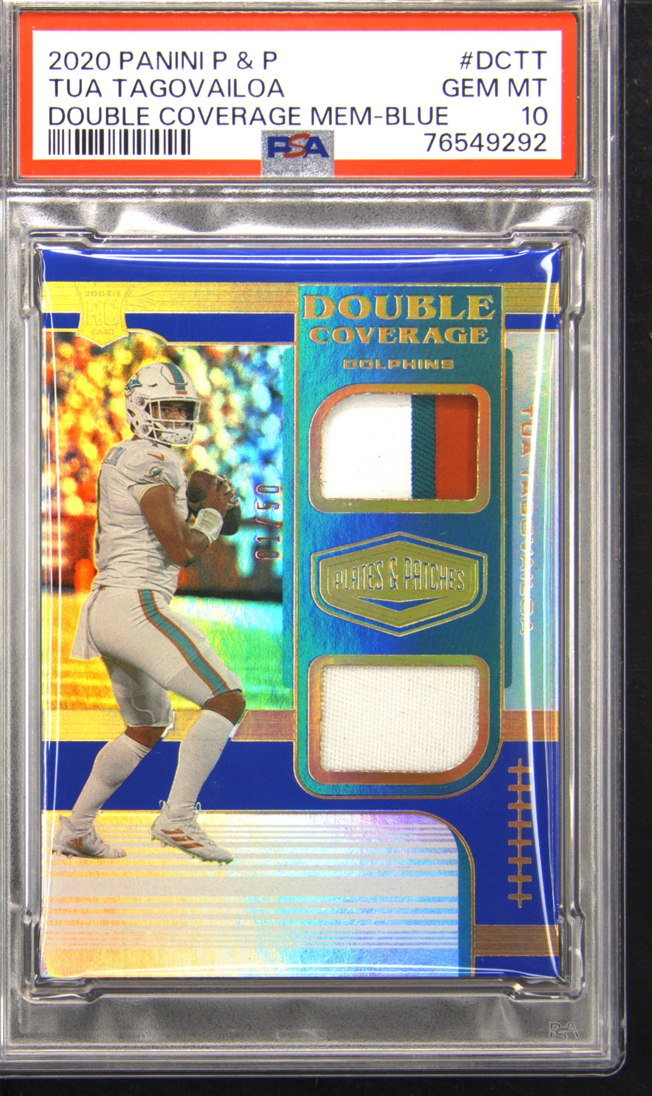 Tua Tagovailoa Panini Plates & Patches Double Coverage Memorabilia #DCTT Blue