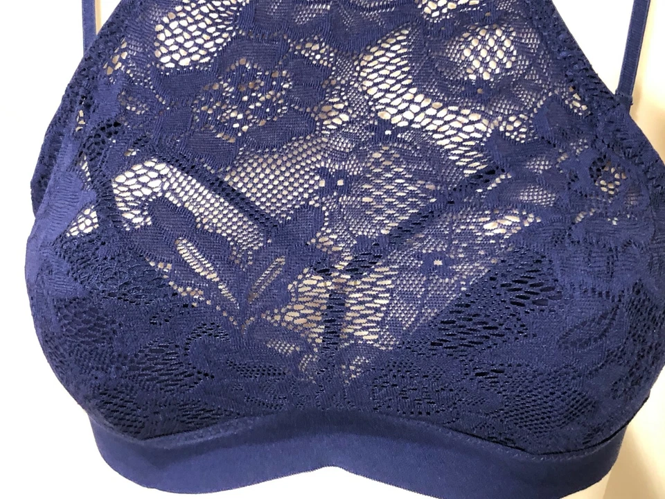 Sujetador gargantilla Honeydew Cage Halter Bralette S inalámbrico cuello alto encaje Olivia azul marino Foto 4 de 4