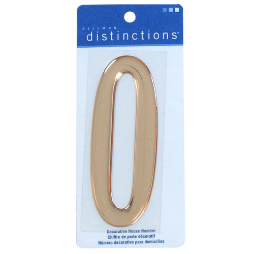 Hillman Distinction 848968 Stick-On Domed, Number 0, Gold