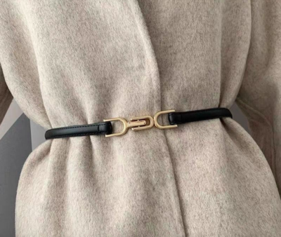 Skinny PU Leather Belt Adjustable Gold Buckle 1\