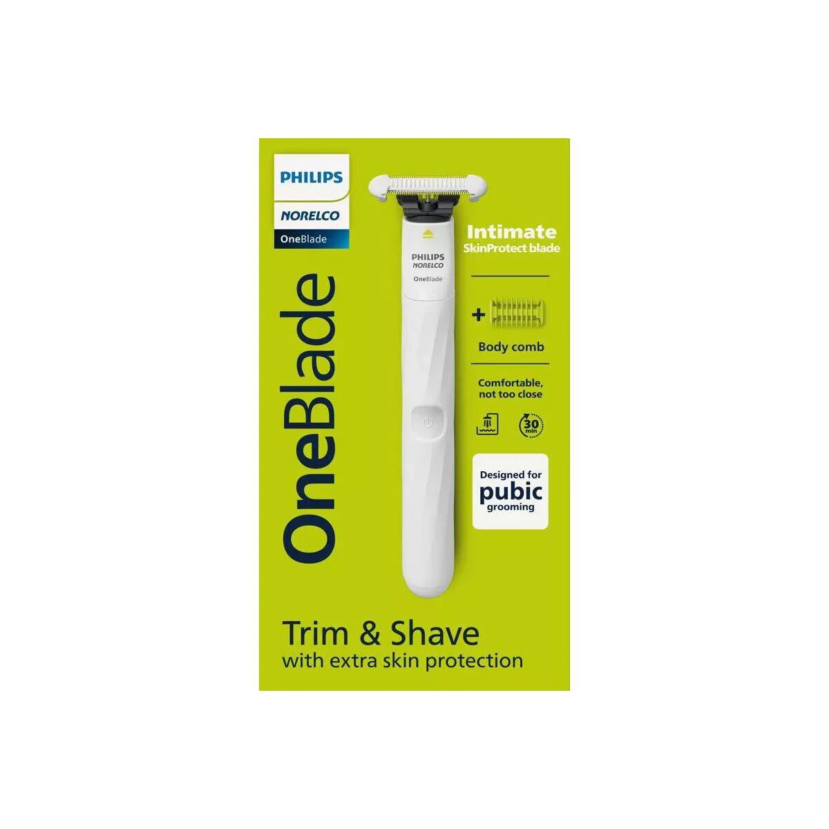 Philips Norelco OneBlade Unisex Intimate Pubic &Body Groomer & Trimmer