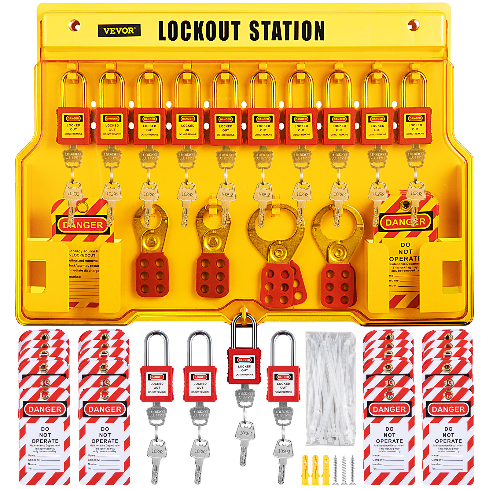 Kit d'étiquetage de verrouillage VEVOR 58 pièces pour coupure électrique sûre en usine