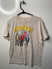 Bazinga Big Bang Theory Graphic Short Sleeve T Shirt Size Large Gray/Tan