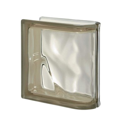 Seves Wave Pattern Glass Block 7.5''X7.5''X3.15'' Siena Linear End Bronze (1-Pack)