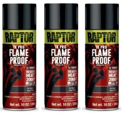 Raptor 4942 Flameproof Flat Black High-Temp Paint (10 oz) (3 Pack)