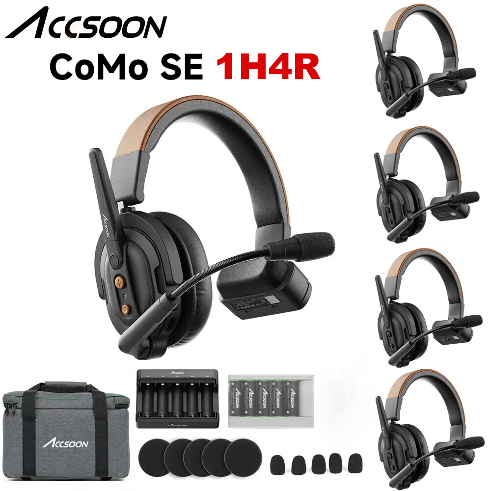 Accsoon CoMo SE 1H4R Wireless Intercom Headset System 2.4GHz Full Duplex 1312ft Range