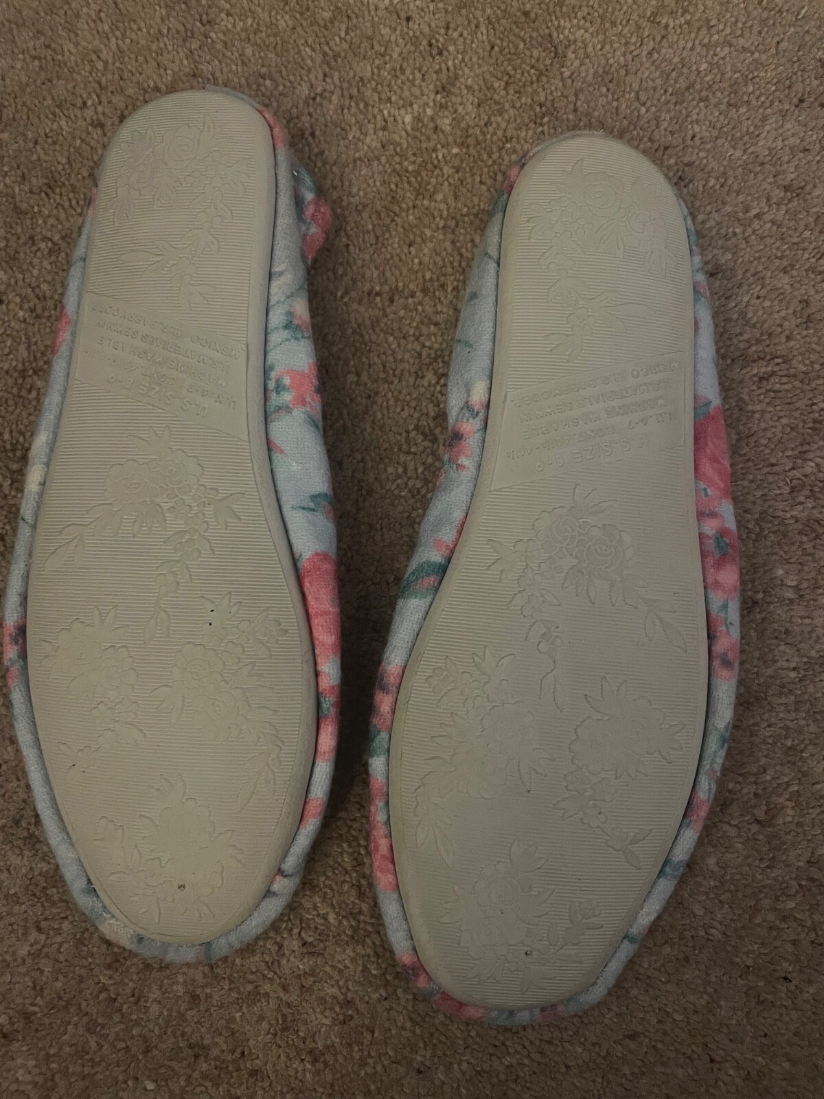 SAOLA ciabatte slip on taglia 6 7 azzurro con fiori rosa e bianchi suola antiscivolo