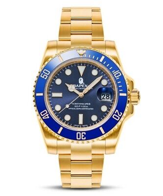 A Bathing Ape BAPE CLASSIC TYPE 1 BAPEX M Navy Blue Face Gold Wrist Watch  NEW | eBay