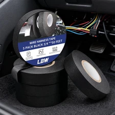 5 Rolls 3/4"x50FT Cloth Wiring Harness Tape - Self-Adhesive Insulation +20