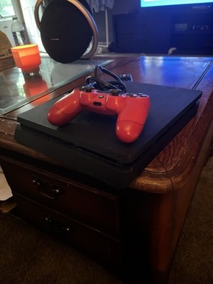 Sony PlayStation 4 Slim Black Console w/ Red DualShock 4, Wi-Fi HDMI USB