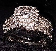 Kay Jewelers Lab Created And Leo Diamond Halo Engagement/Wedding Ring Set Sz 7